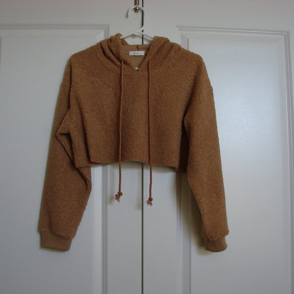 Better Be Tops - 🌈3/$30 Teddy Bear Brown Knubby Knit Crop Hoodie